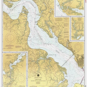 James River - Newport News para Jamestown Island Mapa 1992 - Impressão de carta náutica