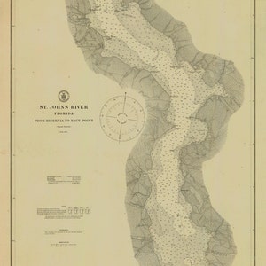 St. Johns River Florida Kaart 1916 - Nautical Chart Afdrukken