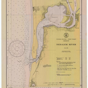 Nehalem Bay Karte - Oregon 1947 - Seekarte Print