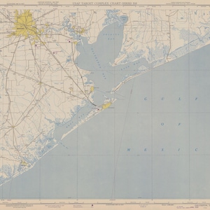 Mappa della baia di Galveston 1950 - Stampa di carta nautica