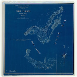Port Larsen Karte - Uyak Bay - 1890 - Seekarte Druck