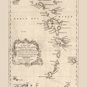 Mapa das Ilhas do Caribe - 1756 - Carta Náutica Imprimir