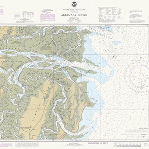 Altamaha Klangkarte - Georgia - 1985 - Seekarte Druck