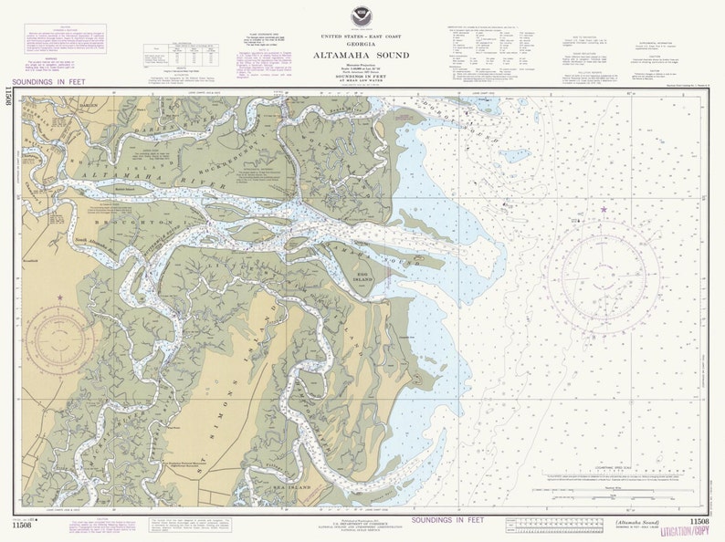 Altamaha Sound Map 1985 Nautical Chart Print Etsy