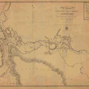 Lake Huron Map - St. Josephs North Channel - 1822 - Nautical Chart Print