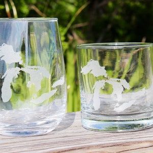 Great Lakes Map Engraved Glasses