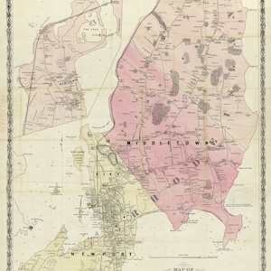 Newport & Vicinity Map 1860 - Impresión de cartas náuticas