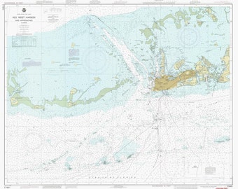 Key West Harbor and Approaches Map - 1987 - Nautical Chart Print