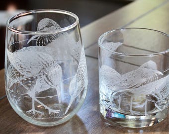 Sandpiper Laser Engraved Glasses - Beach Gift
