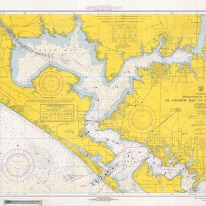 Mappa di St. Andrew's Bay - Panama City, Florida Chart 1968 - Stampa di carta nautica