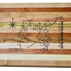 Bussard Bay Karte Graviert Holz Servierbrett & Barbrett