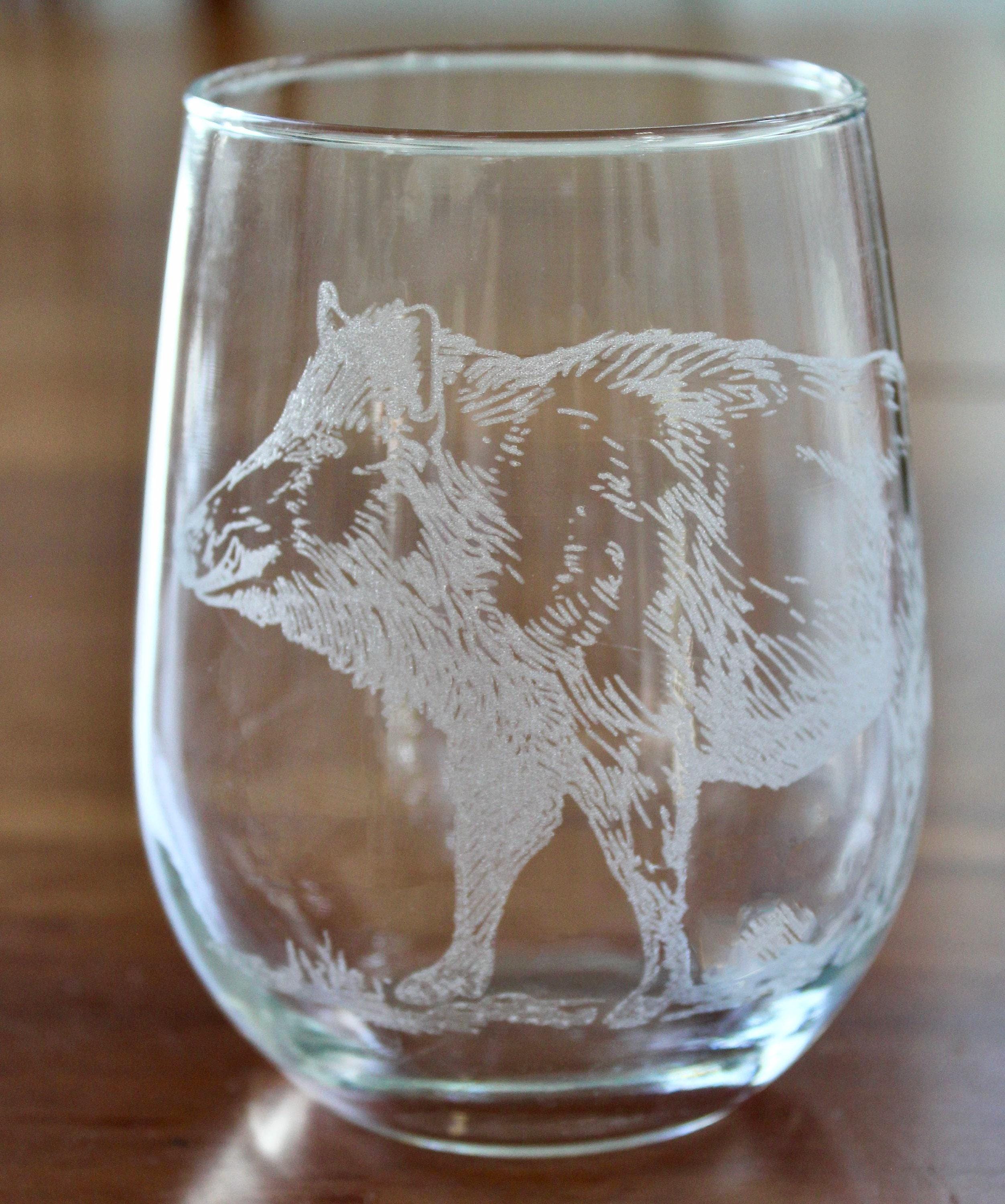 イノシシのレーザー彫刻入りガラス製品 - ユニークな狩猟ギフト - Etsy