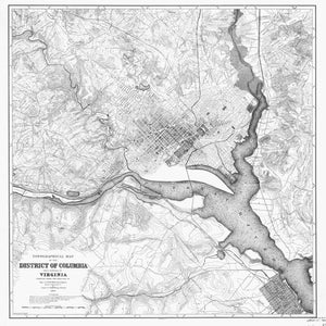 District of Columbia Karte - Potomac River 1884 - Seekarte Druck