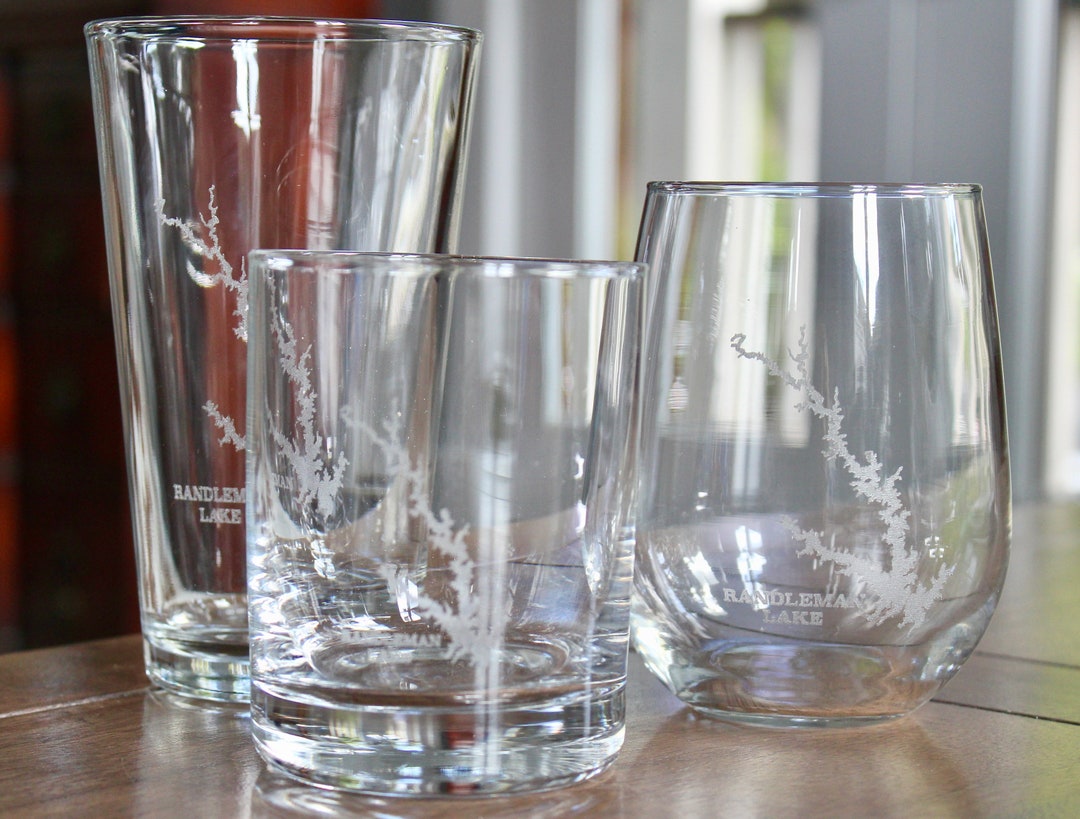Randleman Lake, NC Map Glasses Etsy