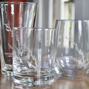 Randleman Lake, NC Map Engraved Glasses