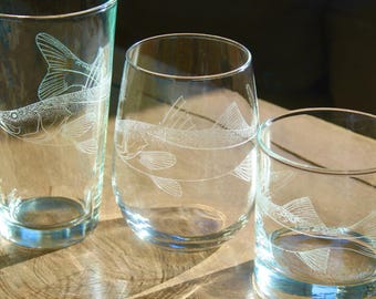 Snook gravierte Gläser - Angeln Geschenk - Wein, Bier, Cocktail, Champagner Gläser
