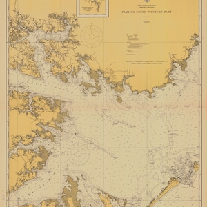 Pamlico Sound Map 1915 - Nautical Chart Print