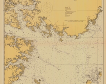 Pamlico Sound Map 1915 - Nautical Chart Print