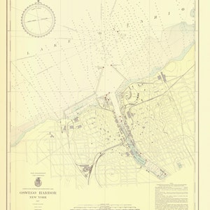 Oswego Harbor Map - 1937 - Nautical Chart Print