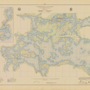 International Boundary Index Map #14 (Lake of the Woods to Lake Superior) - Nautical Chart Print