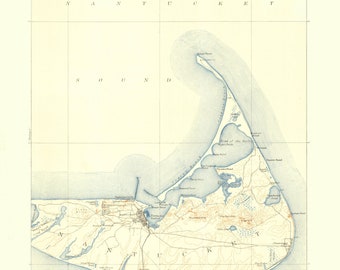 Nantucket Island Karte 1887 - Seekarte Print