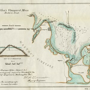 Martha's Vineyard Map - East End 1880 - Seekarte Druck