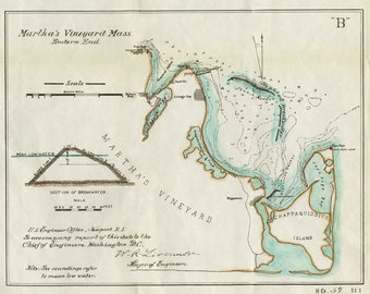 Martha's Vineyard Map - East End 1880 - Nautical Chart Print