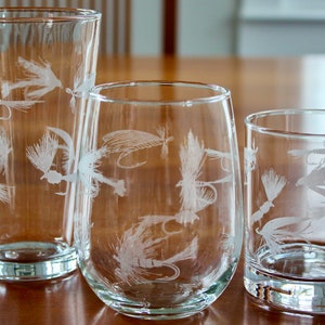 Fly Fishing Engraved Glasses - Gift for Fisherman