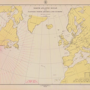 Mapa del Océano Atlántico Norte 1918