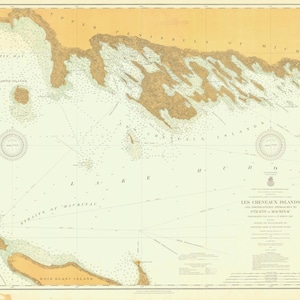 Les Cheneaux Islands Map - 1911 - Nautical Chart Print