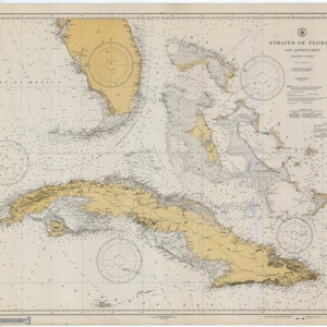 Florida Keys & Cuba kaart - 1933 - nautische kaartafdruk