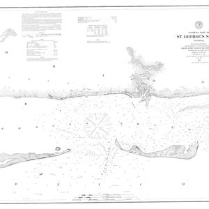 Carte de la baie d'Apalachee et de la baie de Saint-Georges (N+B) - Impression de carte marine