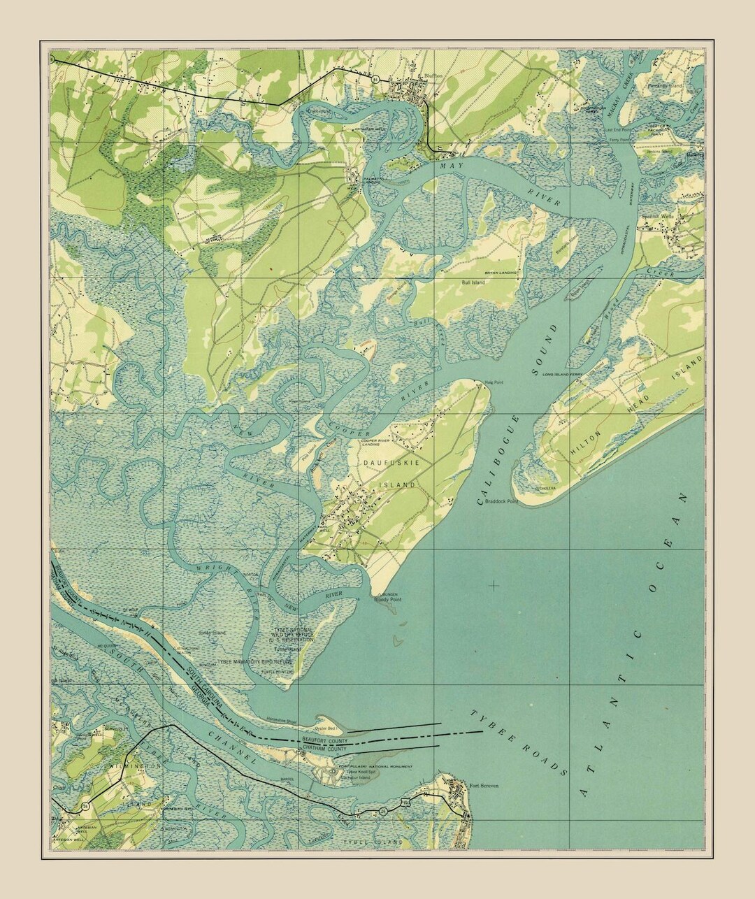 Bluffton, South Carolina Nautical Chart Sherpa Blanket Etsy