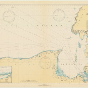 Lake Superior - East End - Whitefish Bay Karte 1940 - Seekarte Print