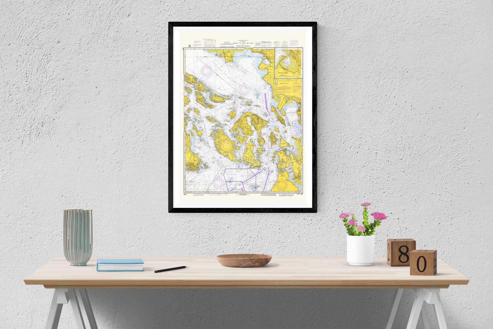 San Juan Islands Map 1972 Nautical Chart Print Etsy