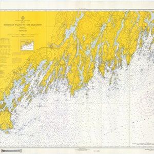 Monhegan Island to Cape Elizabeth Map 1967 - Nautical Chart Print