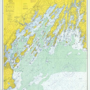 Casco Bay Maine Karte 1971 - Seekarte Druck