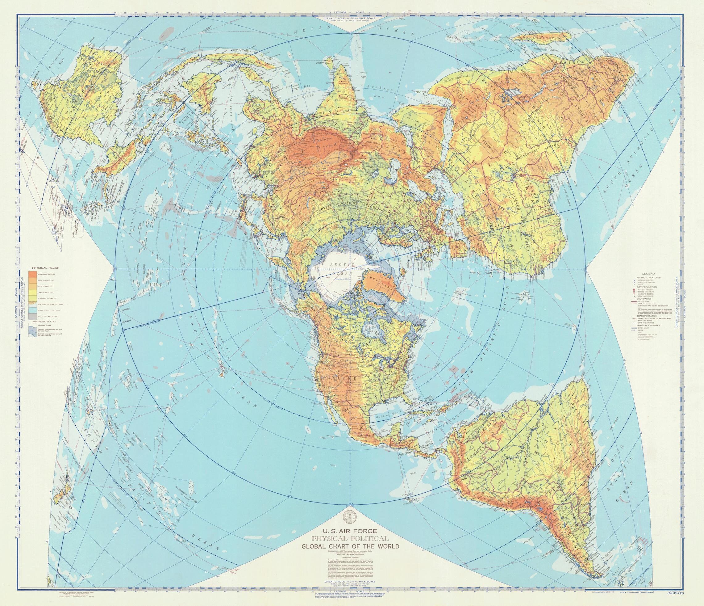 世界地図 - USAF地図 - 1957年 - Etsy 日本