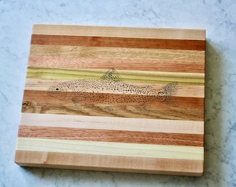 Rainbow Trout Engraved Wooden Serving Board & Bar Board