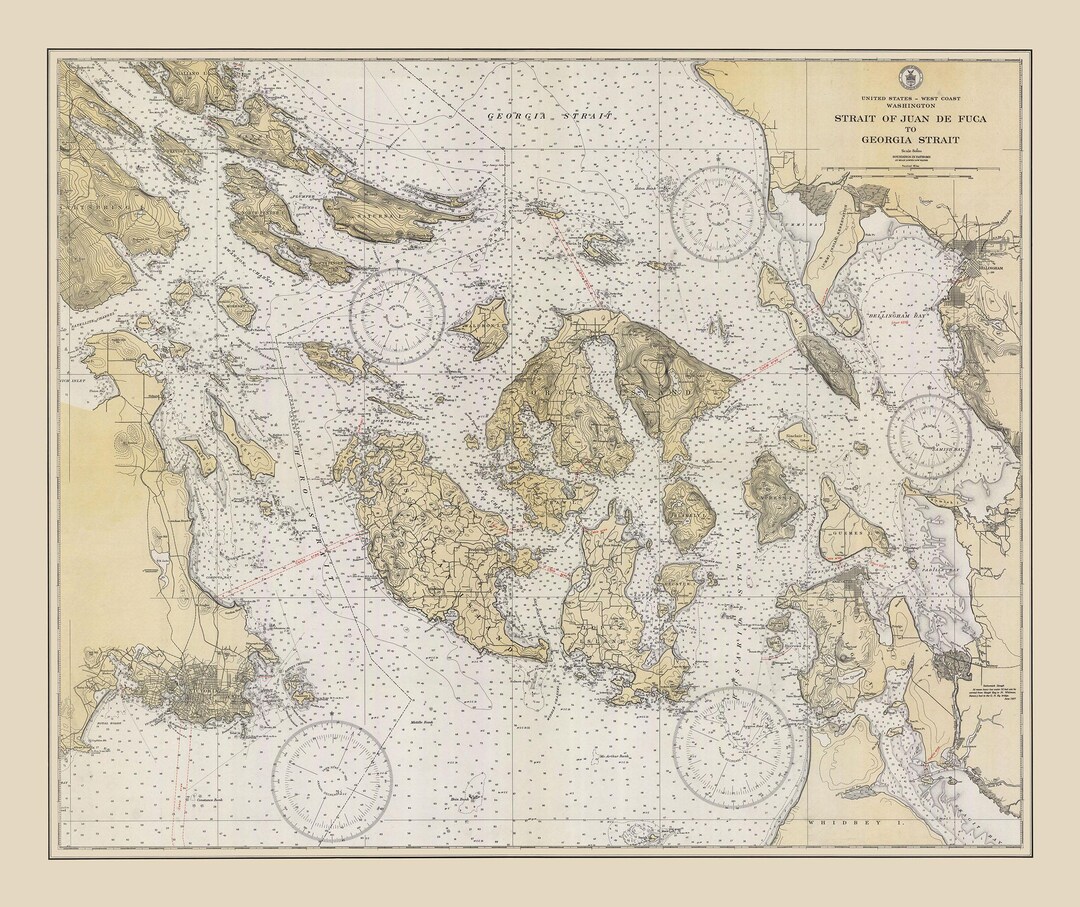 San Juan Islands Nautical Chart Fleece Sherpa Blanket Etsy