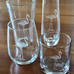 Flamingo Engraved Glasses