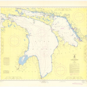 Lake Huron Map 1965 - Nautical Chart Print