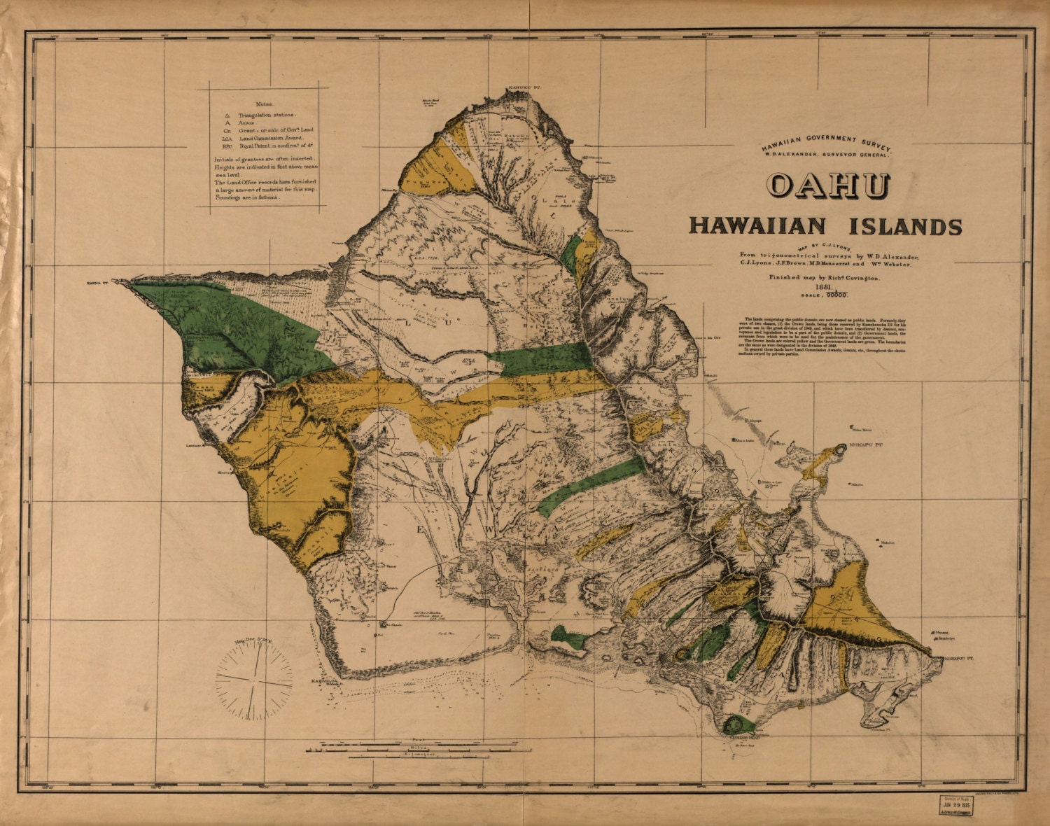 オアフ島地図 1881年 - 海図プリント - Etsy 日本