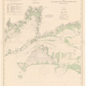 Martha's Vineyard & Buzzards Bay Karte 1914 - Seekarte Druck