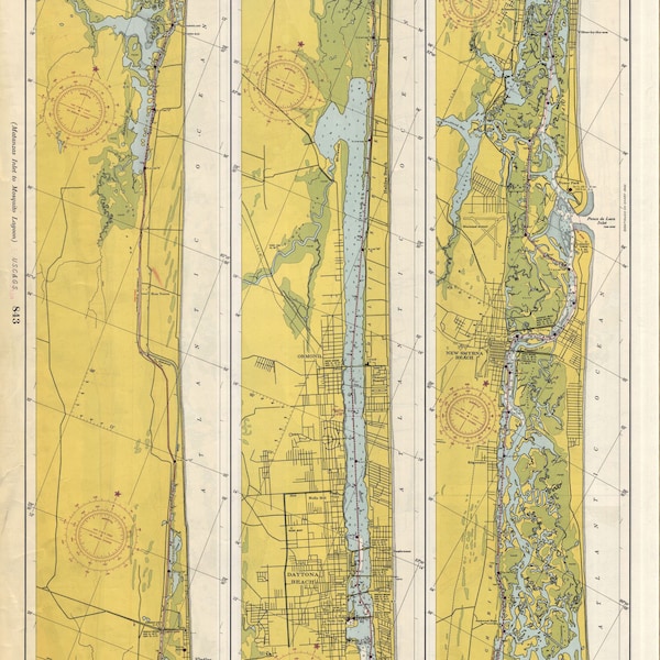 Matanzas Inlet to Mosquito Lagoon Map 1952 - Nautical Chart Print