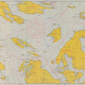 Mapa de la Isla Orcas - 1964 - Impresión de carta náutica