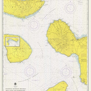 Mapa de las islas hawaianas - Canales de Hawái - 1975 - Impresión de cartas náuticas