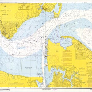 Hampton Roads Map - 1968 - Nautical Chart Print
