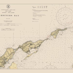 Gardiner's Bay - Mappa di Orient Point - Carta nautica - Carta / Tela / Metallo