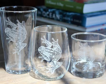 Verres gravés au laser rainette - Cadeau unique